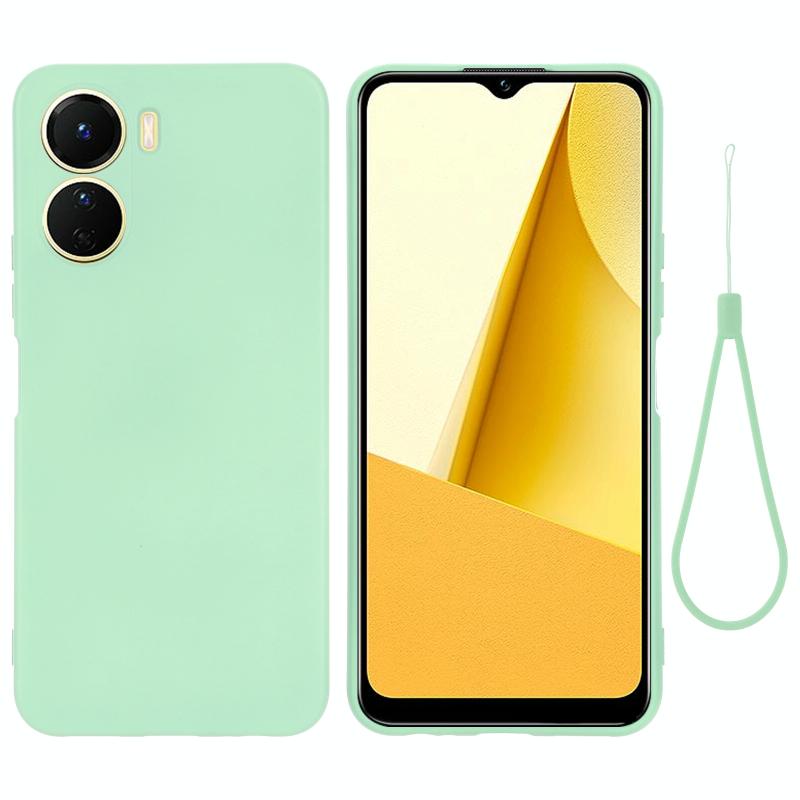 Voor vivo Y16 Pure Color Liquid Silicone Shockproof Full Coverage Phone Case (Groen)