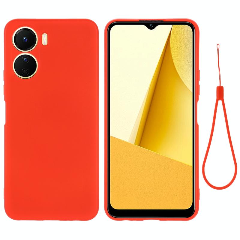 Voor vivo Y16 Pure Color Liquid Silicone Shockproof Full Coverage Phone Case(Rood)