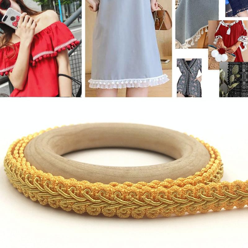 WG000312 Polyester Silk Centipede Shape Lace Belt DIY Kleding Accessoires Lengte: 25m Breedte: 1 2 cm (Goud)