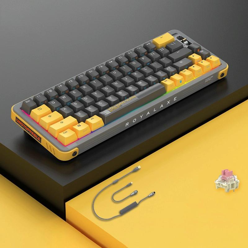 FOETOR Y68 draadloos 2.4G multi-bluetooth gaming-toetsenbord (grijs geel)