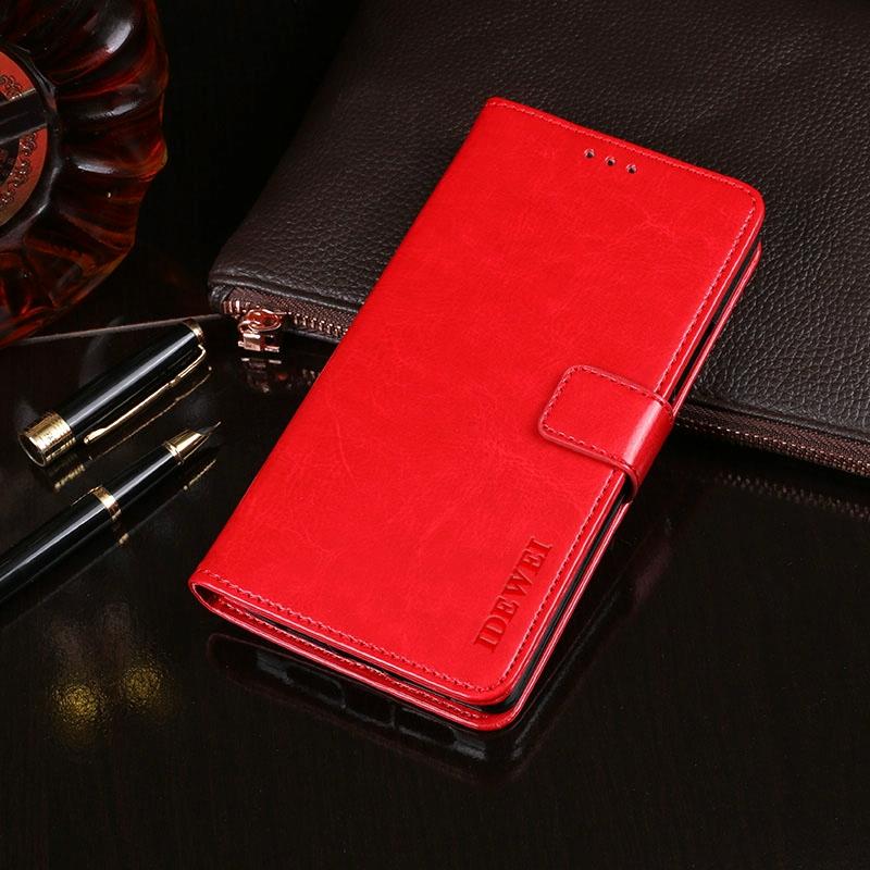 Voor OPPO A5s idewei Crazy Horse Texture Horizontale Flip Lederen Case met Holder & Card Slots & Wallet(Red)