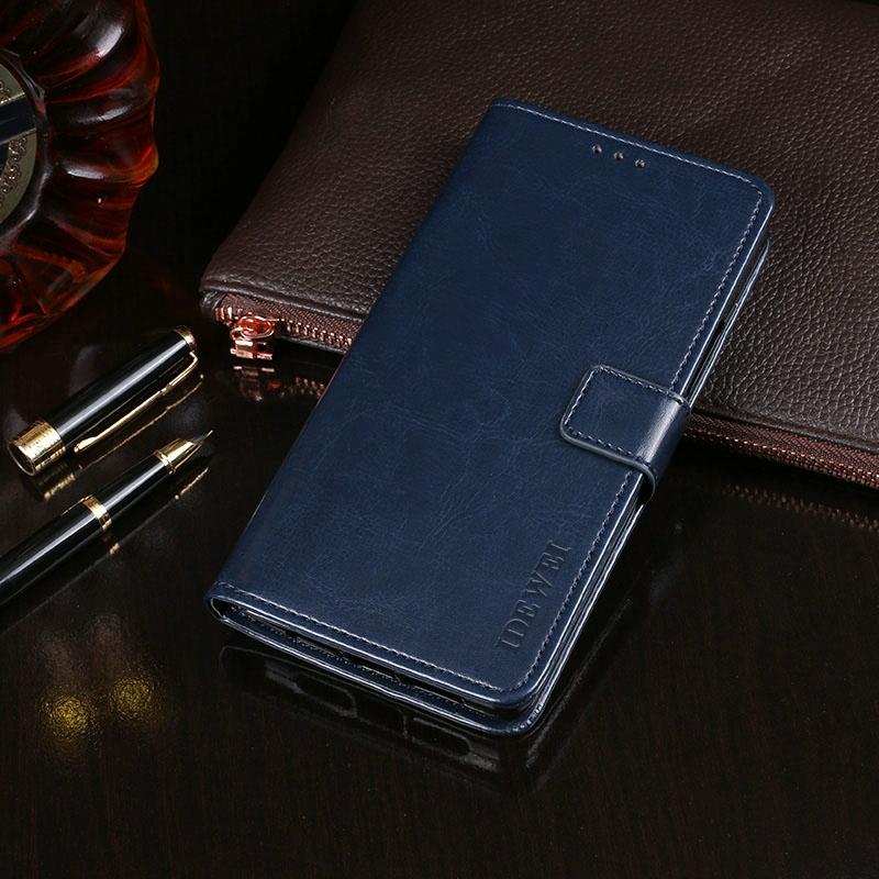 Voor Vivo V9 idewei Crazy Horse Texture Horizontale Flip Lederen Case met Holder & Card Slots & Wallet(Donkerblauw)