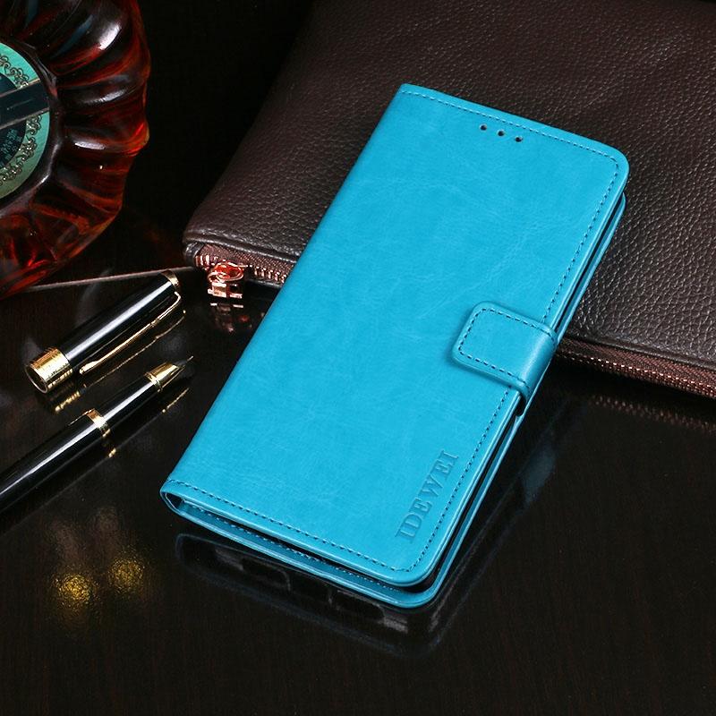 Voor Vivo Y11 2019 idewei Crazy Horse Texture Horizontale Flip Lederen Kast met Holder & Card Slots & Wallet(Sky Blue)