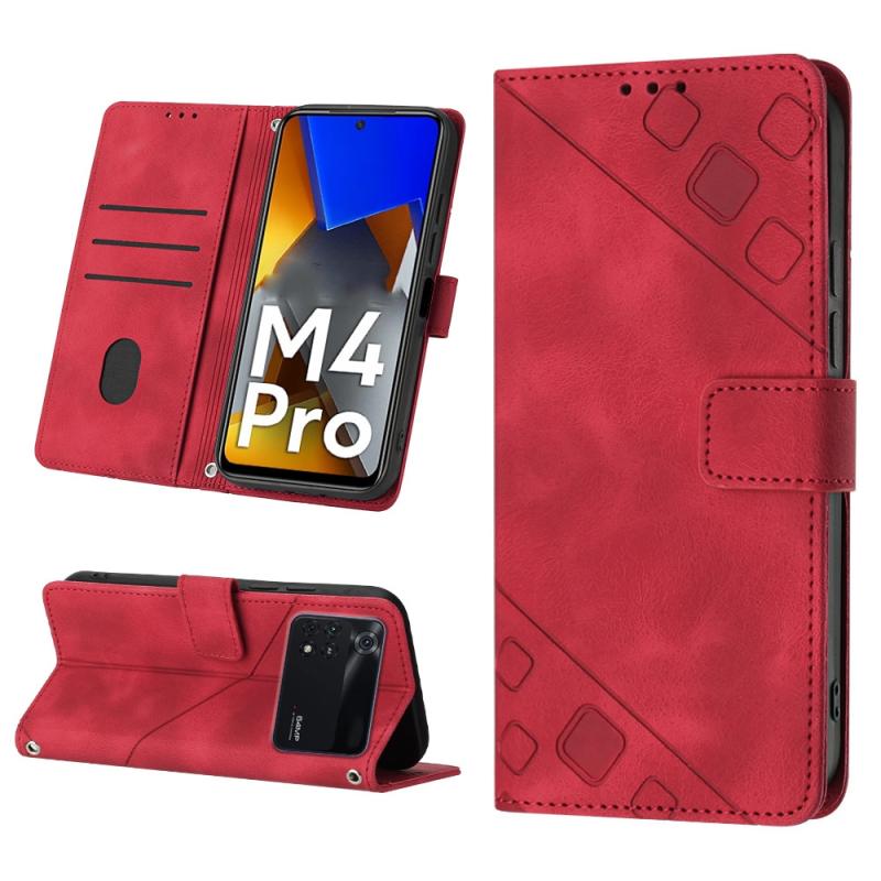 Voor Xiaomi Poco M4 Pro 4G Skin-feel reliëf lederen telefoonhoes