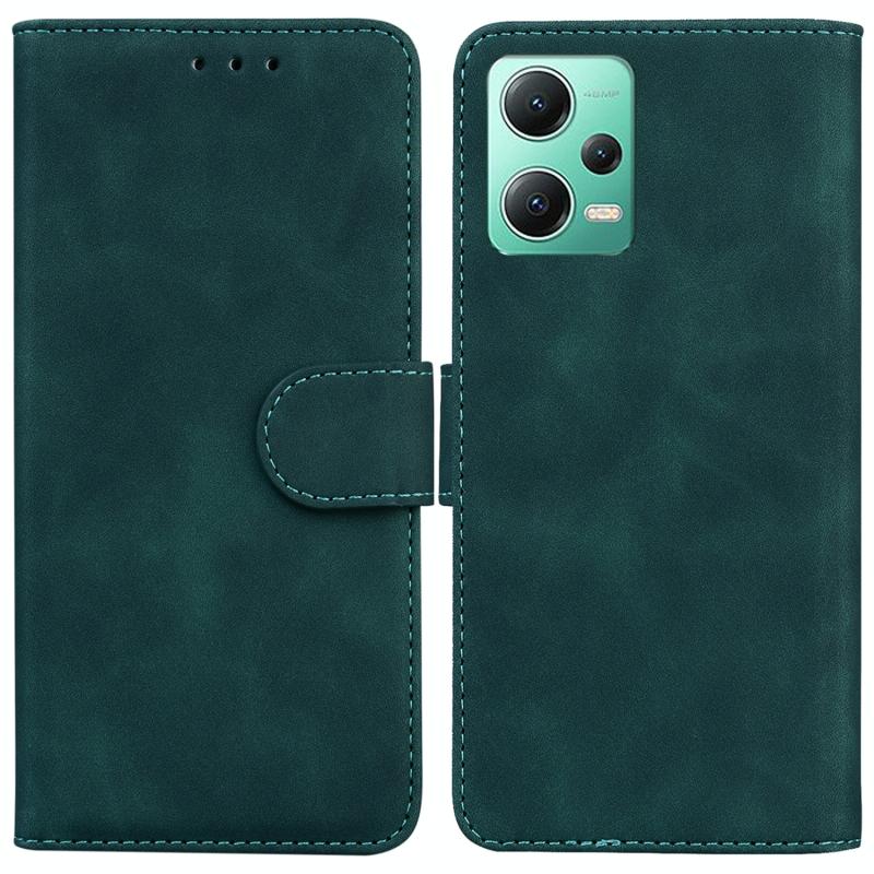 Voor Xiaomi Redmi Note 12 5G Skin Feel Pure Color Flip Leather Phone Case(Groen)