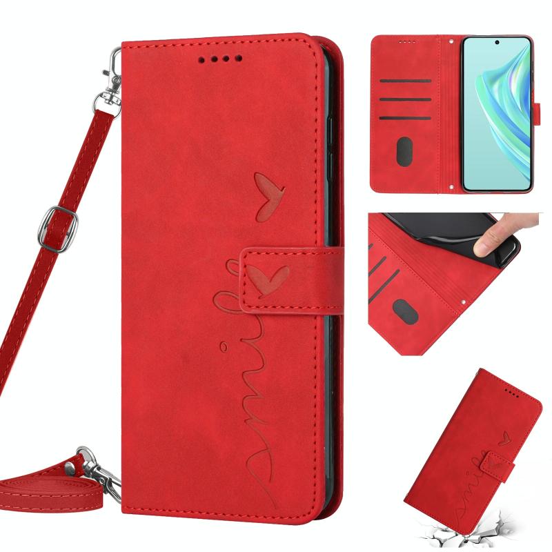 Voor Motorola Moto G Stylus 5G 2023 Skin Feel Heart Pattern lederen telefoonhoes met lanyard