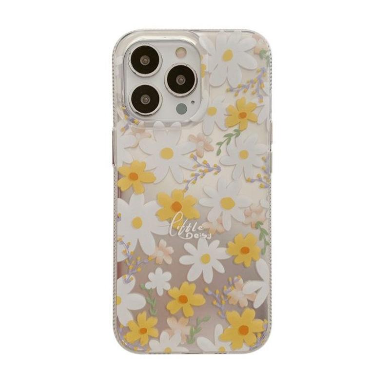 Voor iPhone 14 Pro Dual-side zilvergeperste laminerende TPU-telefoonhoes (Little Daisy)