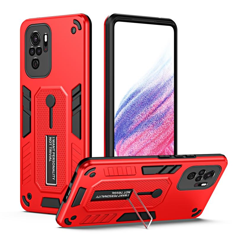 Voor Xiaomi Redmi Note 10 4G / 10S Variety Brave Armor Finger Loop Holder Phone Case(Rood)