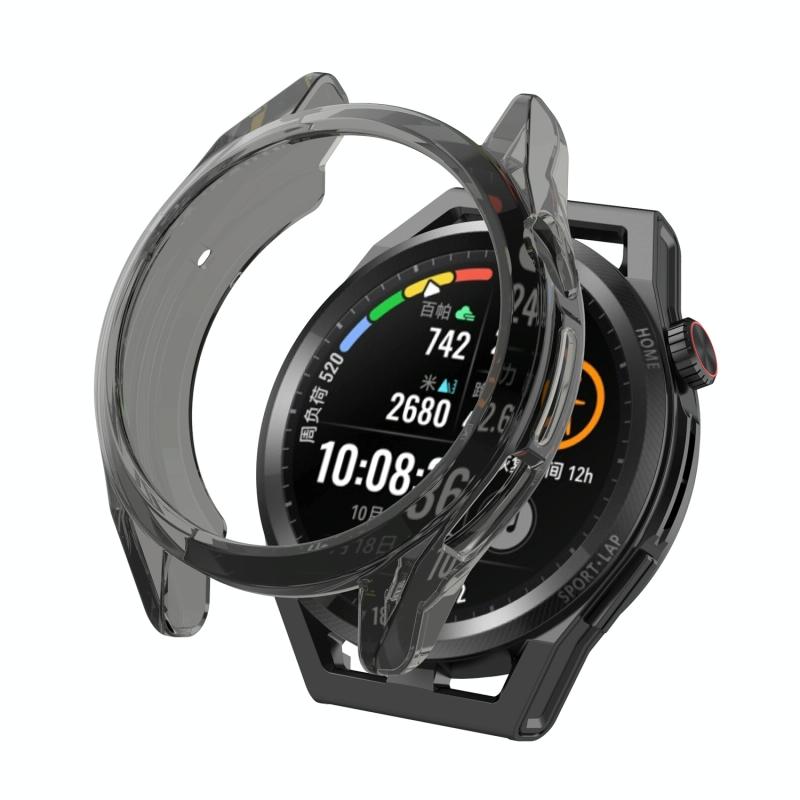 Voor Huawei Watch GT 3 SE Electroplating Half-pack horloge beschermhoes (transparant zwart)