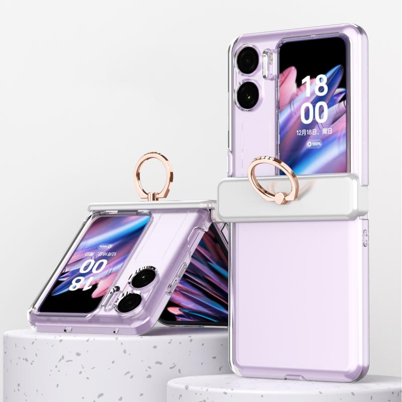 Voor OPPO Find N2 Flip Macaron Magnetische driedelige telefoonhoes met ring