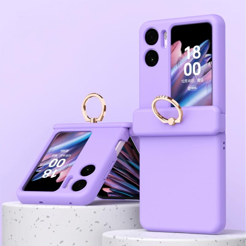 Voor OPPO Find N2 Flip Macaron Magnetisch Driedelig telefoonhoesje met ring