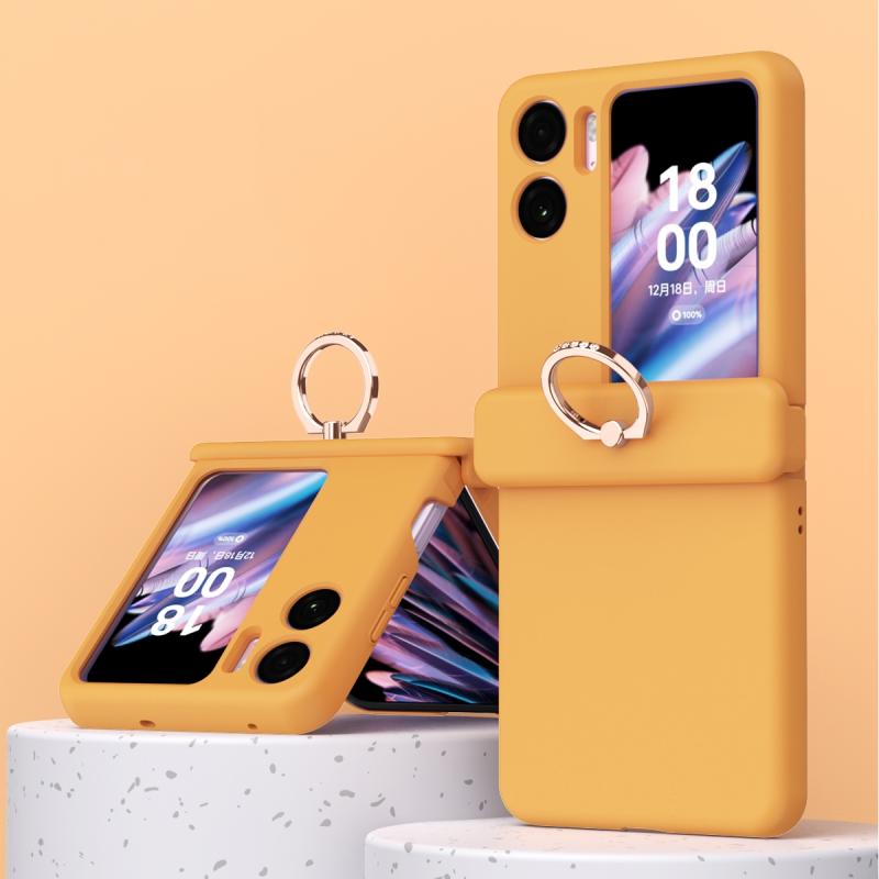 Voor OPPO Find N2 Flip Macaron Magnetische driedelige telefoonhoes met ring