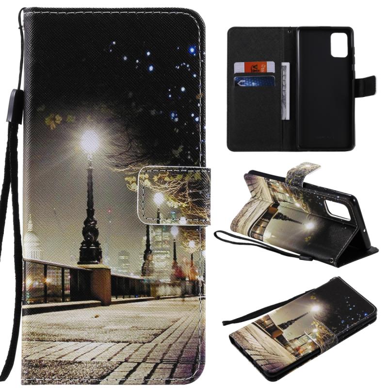 Voor Galaxy A71 Painting Horizontale Flip Lederen kast met Holder & Card Slot & Lanyard(Cityscape)
