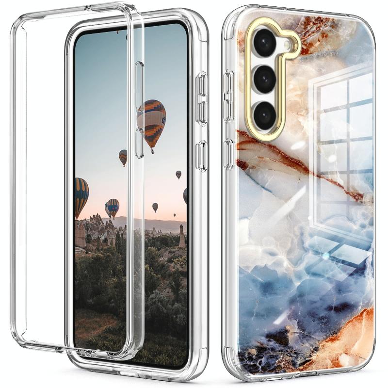 Voor Samsung Galaxy S23 5G 360 Full Body Painted Phone Case(Marble L07)