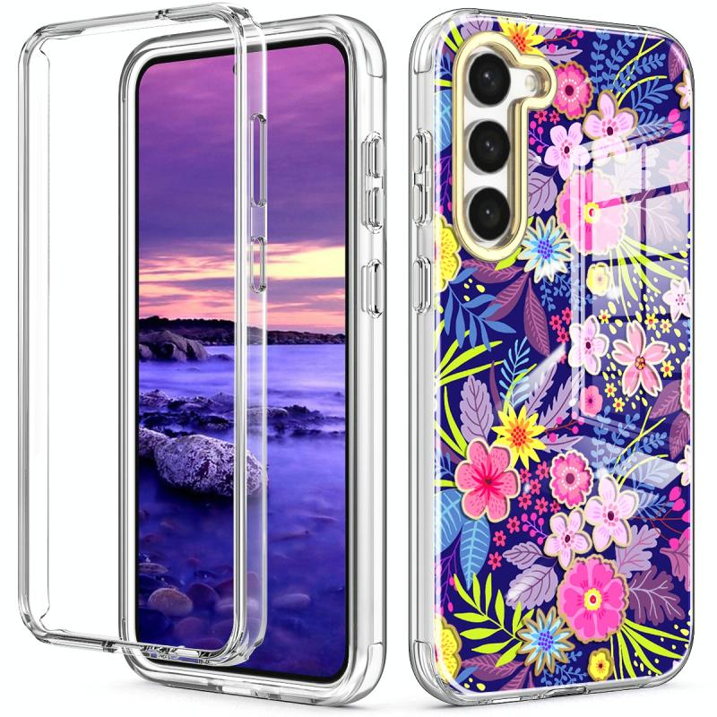 Voor Samsung Galaxy S23 5G 360 full body geschilderd telefoonhoesje (bloemen L08)