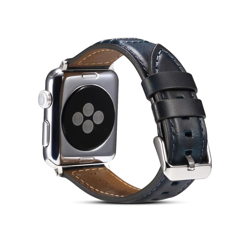 Voor Apple Watch Series 8&7 41mm / SE 2&6&SE&5&4 40mm / 3&2&1 38mm Oil Wax lederen horlogeband