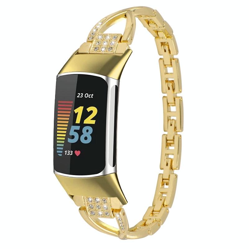 Voor Fitbit Charge 2 diamanten metalen horlogeband