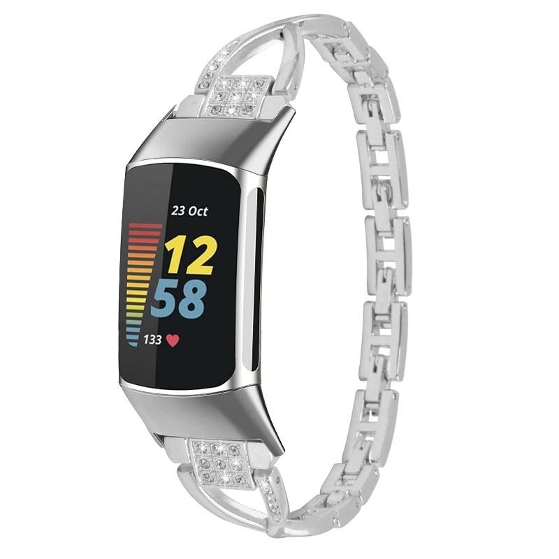 Voor Fitbit Charge 5 diamanten metalen horlogeband