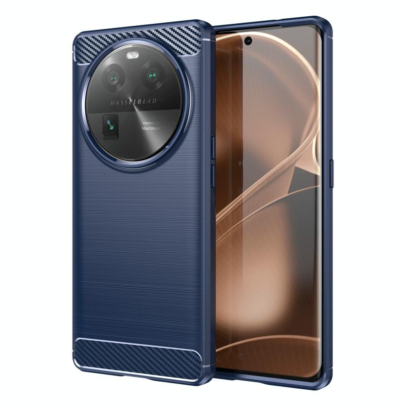 Voor OPPO Find X6 5G geborstelde textuur koolstofvezel TPU telefoonhoes