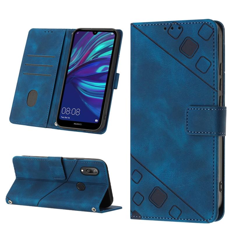 Voor Honor 10 Lite / Huawei P smart 2019 Skin-feel reliëf lederen telefoonhoes