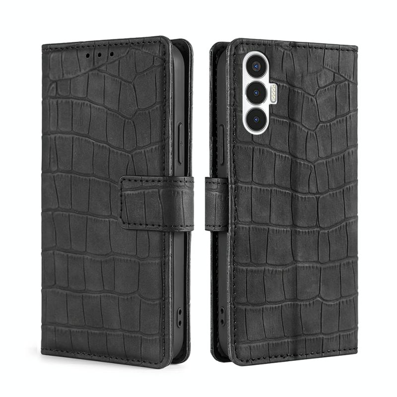 Voor Tecno Pova 3 Skin Feel Crocodile magnetische sluiting lederen telefoonhoes