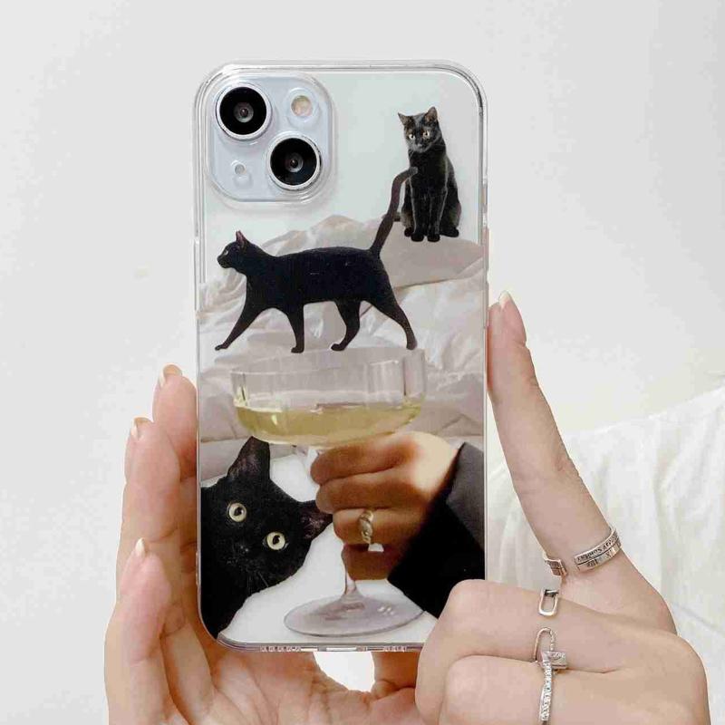 Voor iPhone 14 Pro Max schattig grappig kattenpatroon telefoonhoesje