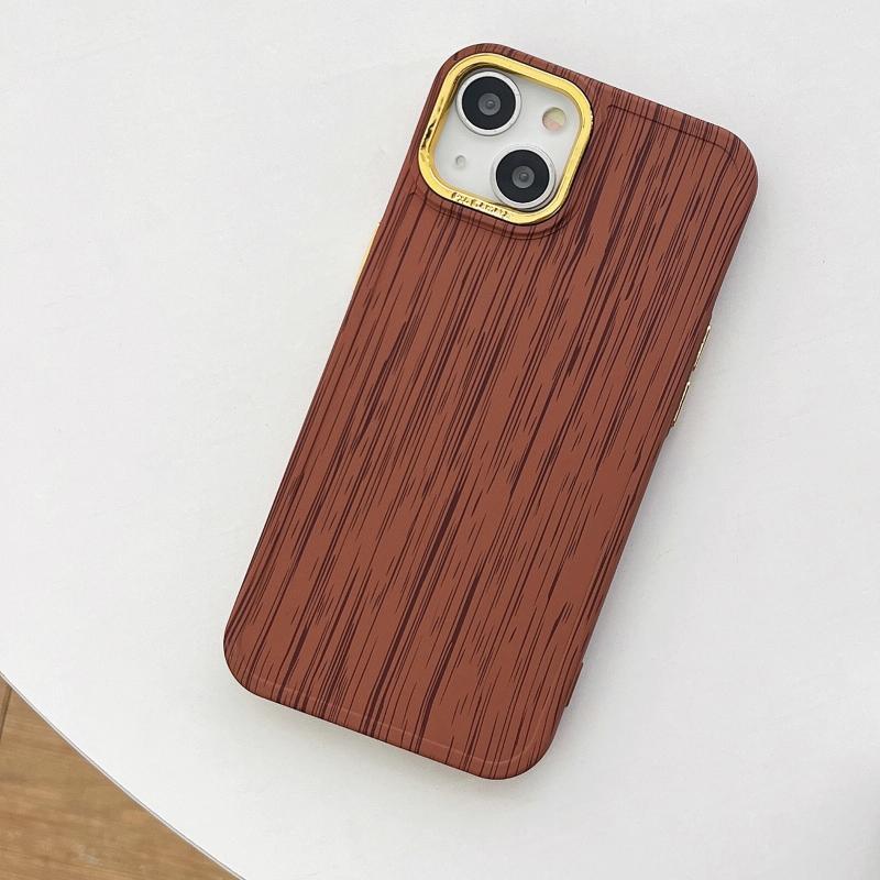 Voor iPhone 13 Pro Retro houtstructuur schokbestendig telefoonhoesje