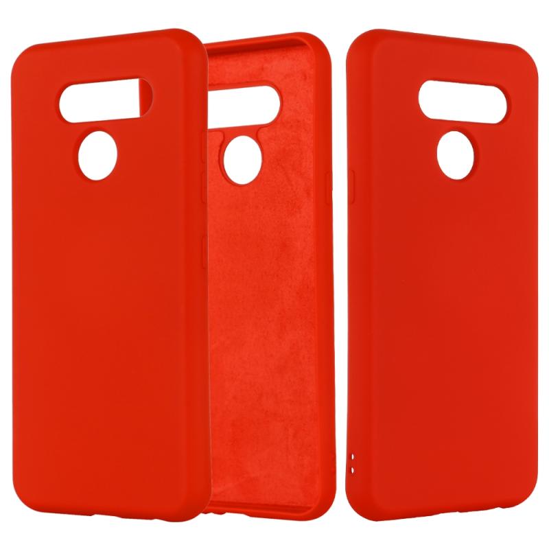 Voor LG K50 Solid Color Liquid Silicon siliconen schokbestendige volledige dekking beschermhoes (Rood)