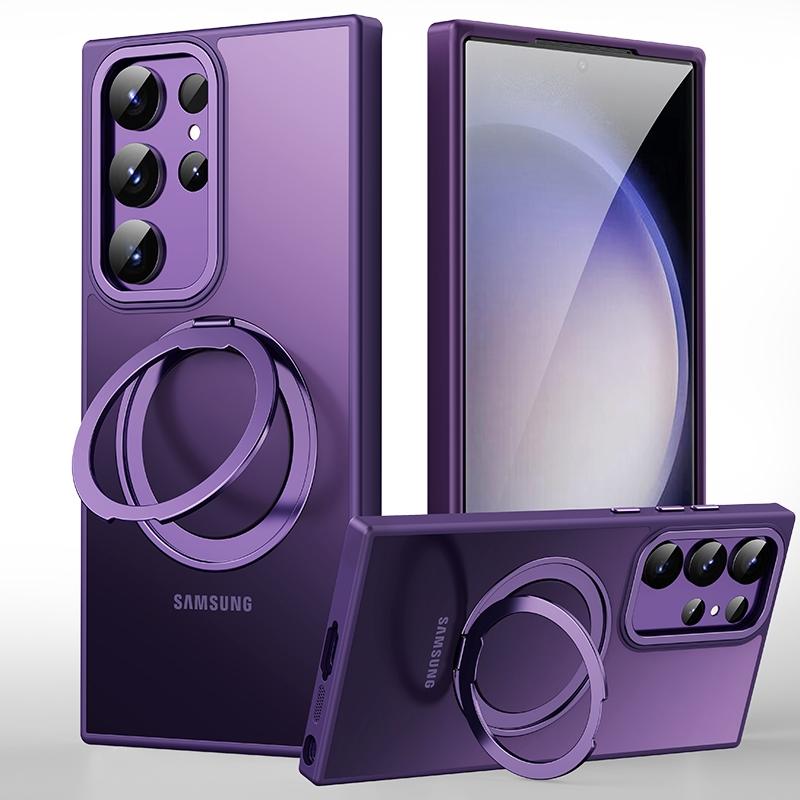 Voor Samsung Galaxy S23 Ultra 5G 360 roterende MagSafe magnetische huidgevoel telefoonhoes