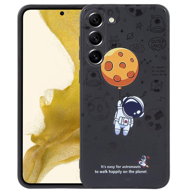 Voor Samsung Galaxy S20 Ultra 5G Astronaut patroon siliconen rechte rand telefoonhoes (Planet Landing-zwart)