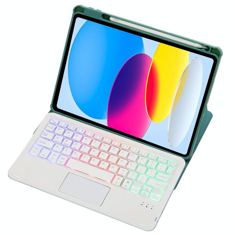 Voor iPad 2022 360 Rotatie Acryl Transparant Bluetooth Toetsenbord Lederen Case Met Touch Control / Backlight (Groen)