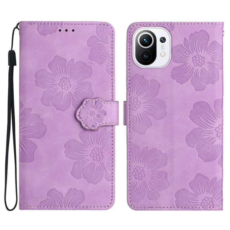 Voor Xiaomi Mi 11 Lite Flower Embossing Pattern lederen telefoonhoes