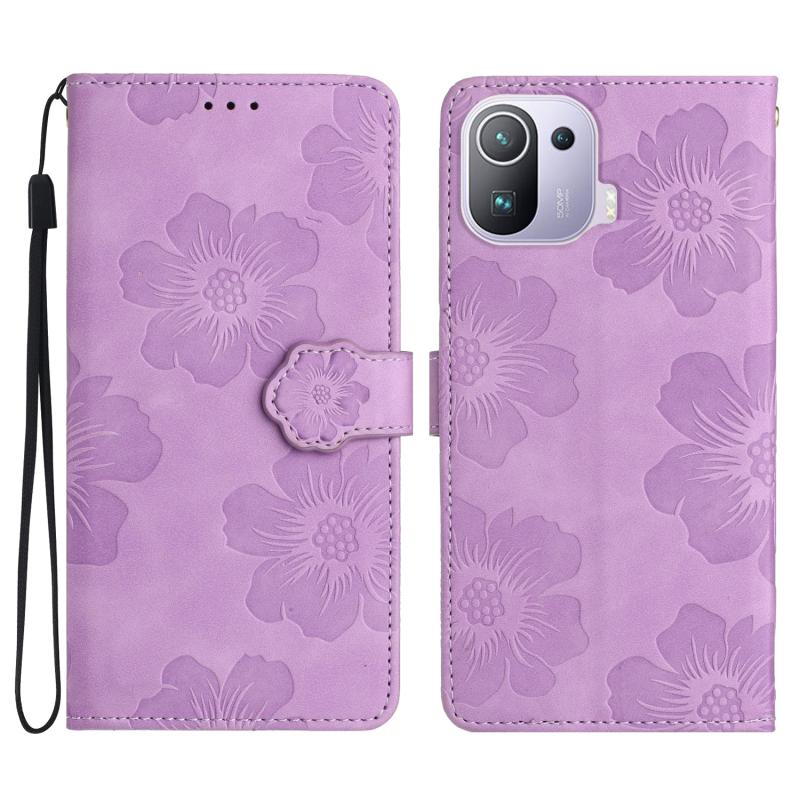 Voor Xiaomi Mi 11 Pro Flower Embossing Pattern lederen telefoonhoes