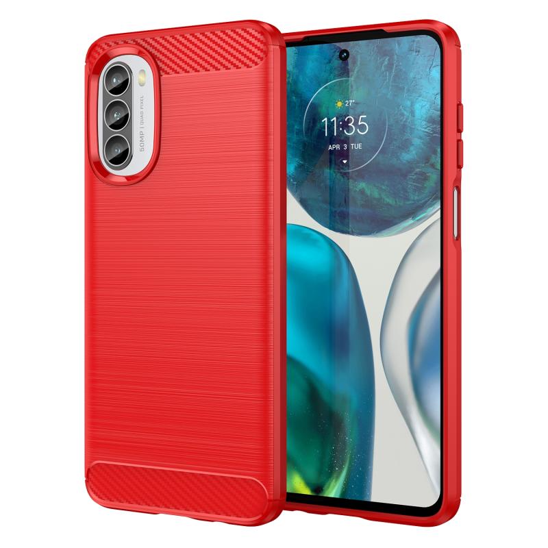 Voor Motorola Moto G52 geborstelde textuur koolstofvezel TPU telefoonhoes