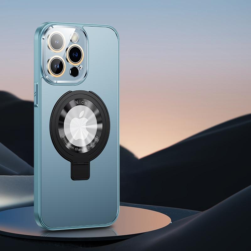 Voor iPhone 14 Pro Max Metal Paint Frosted PC MagSafe-telefoonhoes met lensfilm (Sierra Blue)