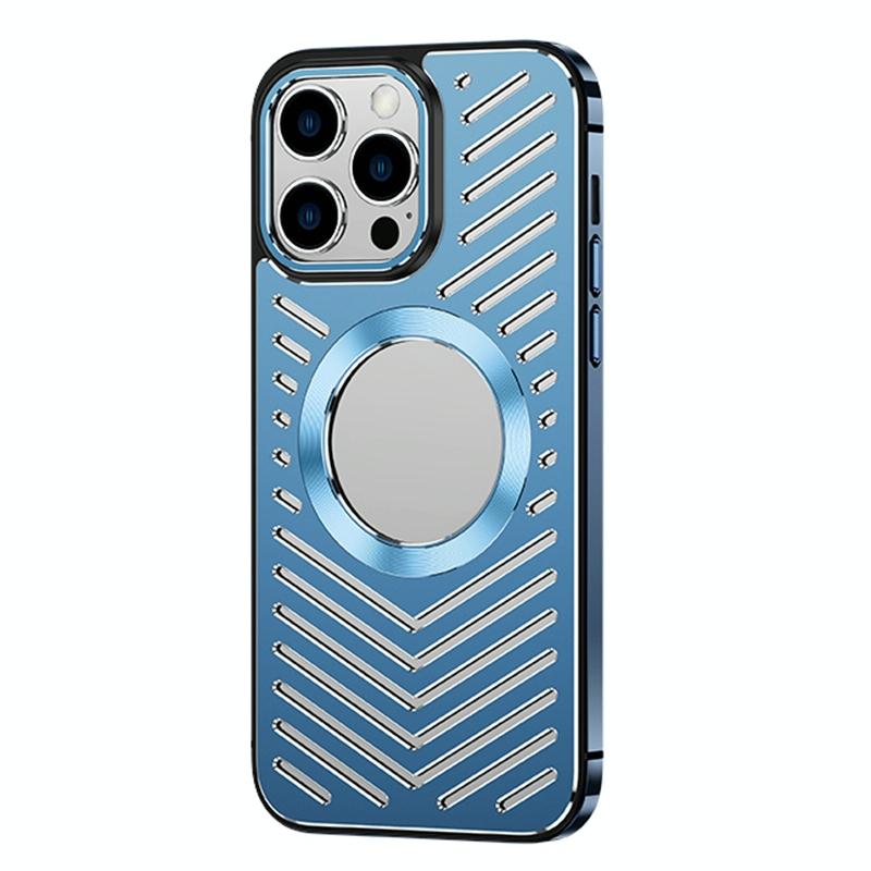 Voor iPhone 14 Pro Max MagSafe magnetische metalen koeling telefoonhoes (Sierra Blue)