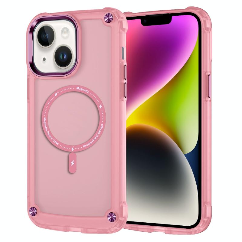 Voor iPhone 14 Skin Feel TPU + PC MagSafe magnetische telefoonhoes (transparant roze)