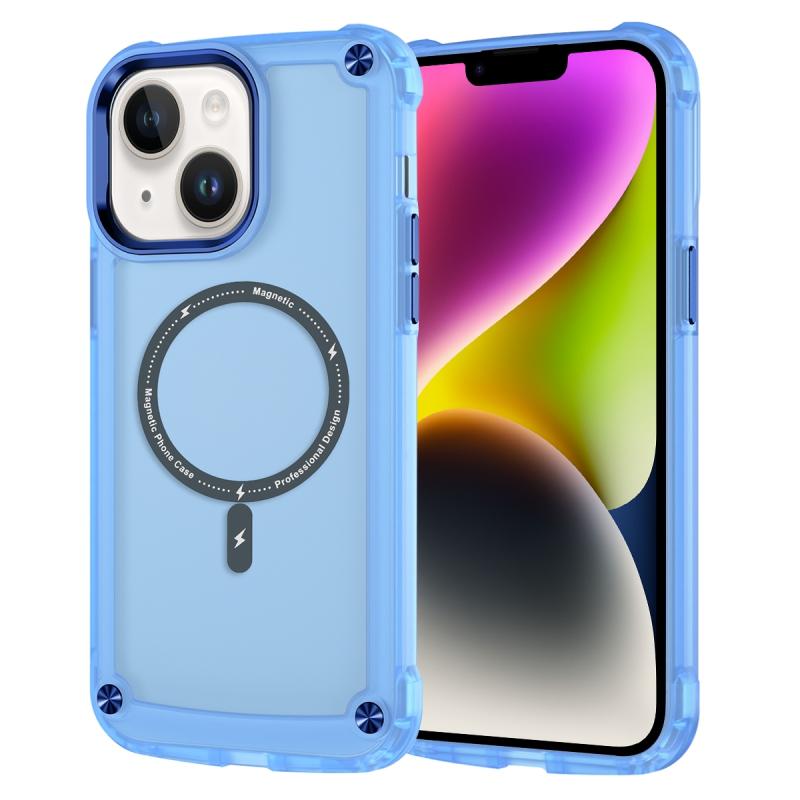 Voor iPhone 14 Skin Feel TPU + PC MagSafe magnetische telefoonhoes (transparant blauw)