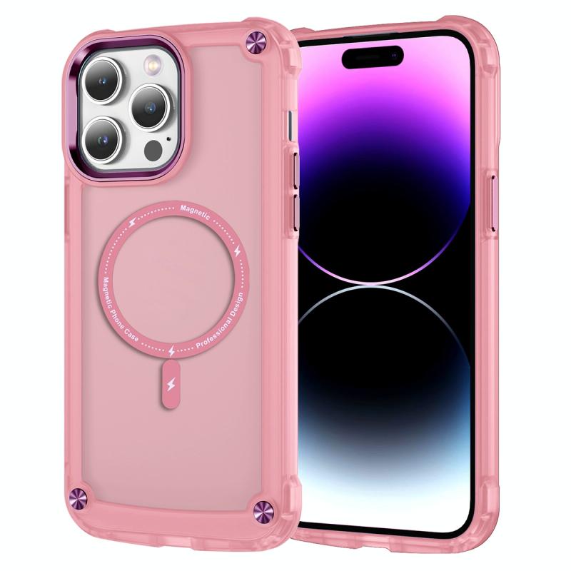 Voor iPhone 14 Pro Skin Feel TPU + PC MagSafe magnetische telefoonhoes (transparant roze)