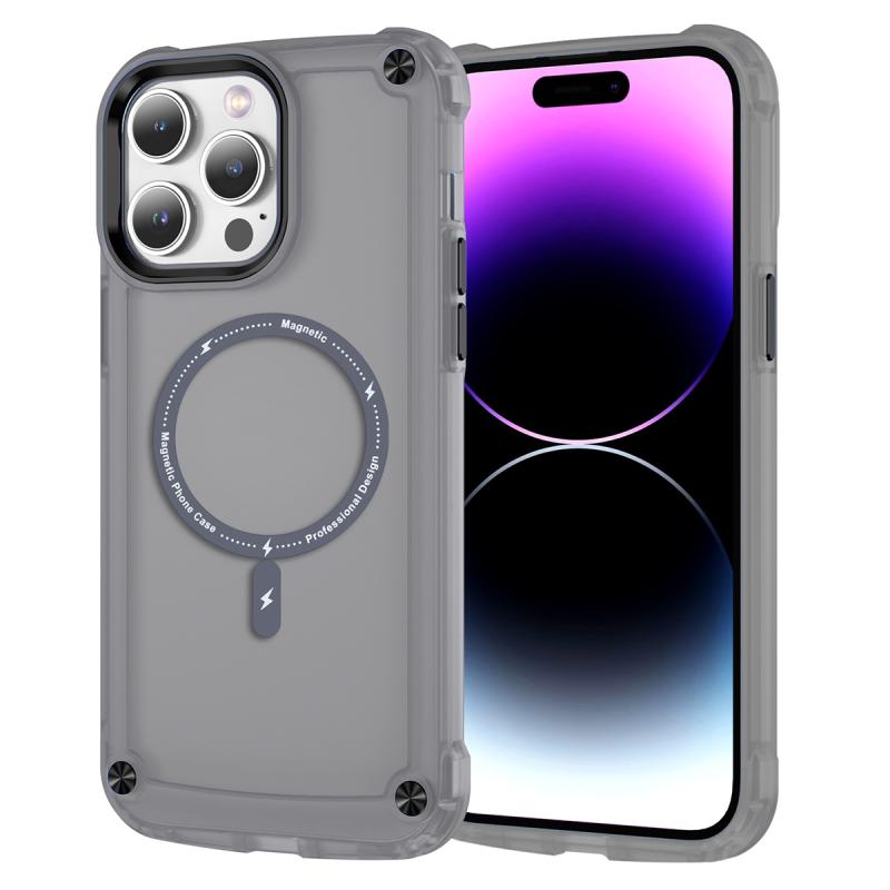 Voor iPhone 14 Pro Skin Feel TPU + PC MagSafe magnetische telefoonhoes (transparant zwart)