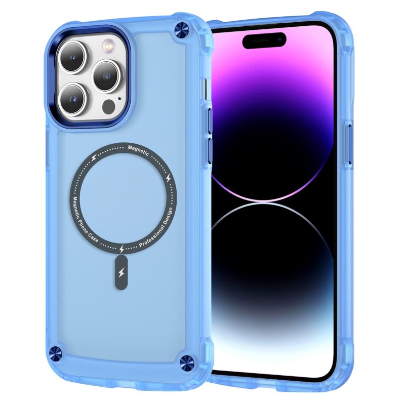 Voor iPhone 14 Pro Skin Feel TPU + PC MagSafe magnetische telefoonhoes (transparant blauw)