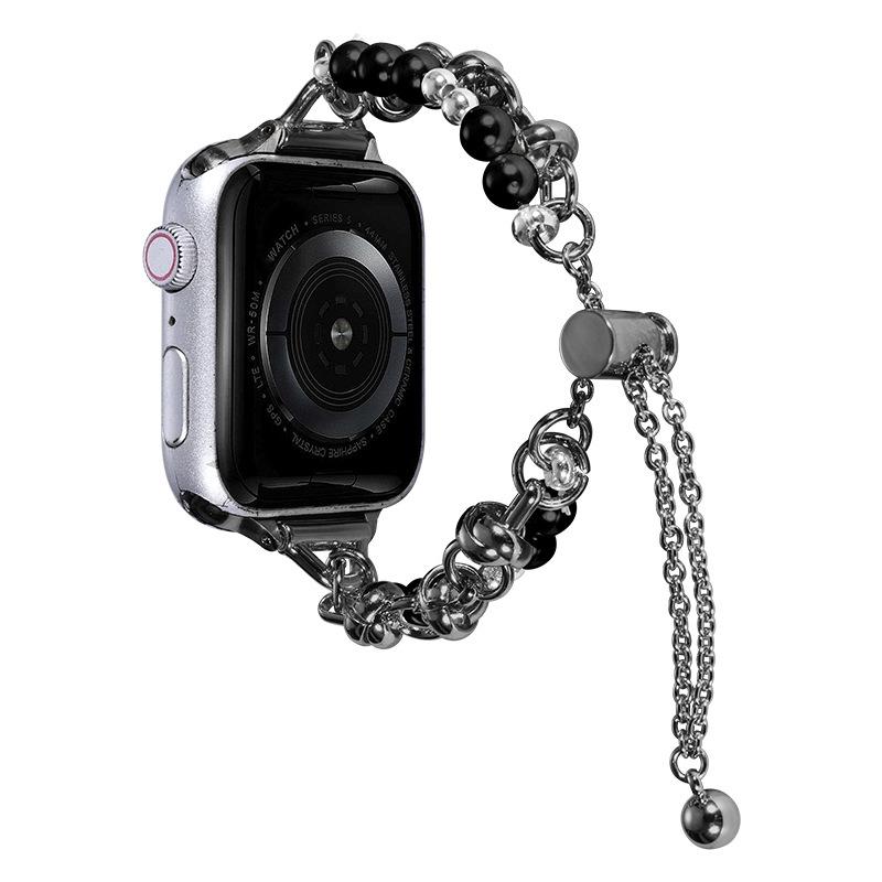 Voor Apple Watch Ultra 49 mm parelarmband metalen horlogeband