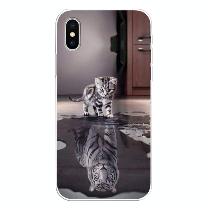 Voor iPhone XS Max gekleurd tekenpatroon zeer transparante TPU beschermhoes (Cat Tiger)