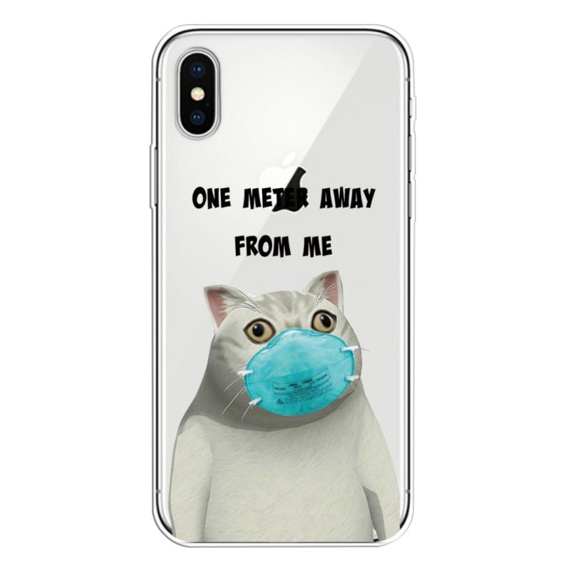 Voor iPhone XS Max gekleurd tekenpatroon zeer transparante TPU beschermhoes (Mask Cat)