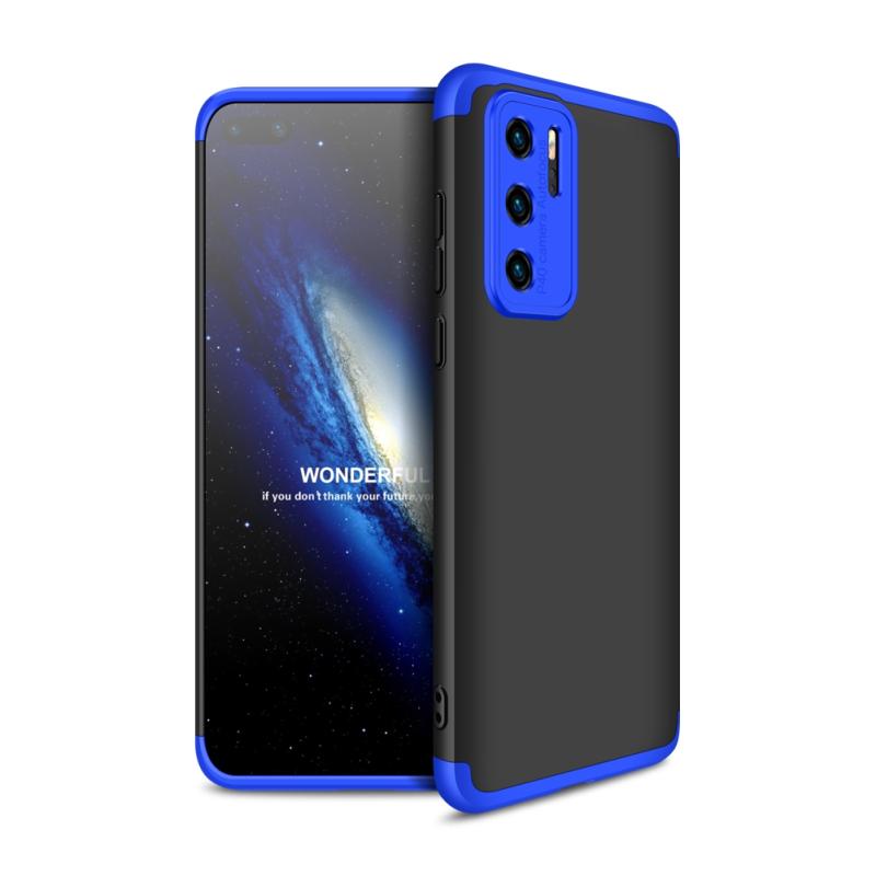 Voor Huawei P40 GKK Three Stage Splicing Full Coverage PC Protective Case (Black Blue)