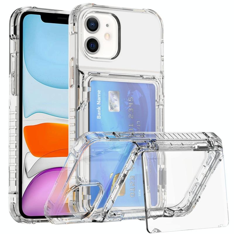 Voor iPhone 11 Crystal Clear Flip Card Slot Phone Case(Transparant)