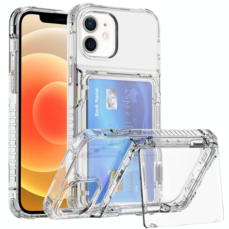 Voor iPhone 12 / 12 Pro Crystal Clear Flip Card Slot Phone Case(Transparant)