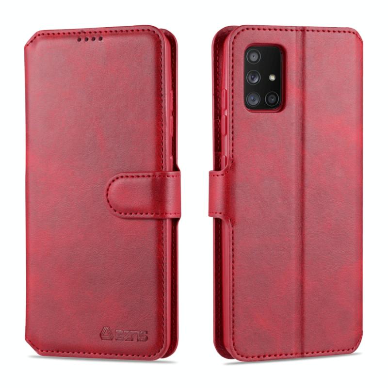 Voor Samsung Galaxy A51 5G AZNS Kalftextuur horizontale flip lederen behuizing met Holder & Card Slots & Wallet & Photo Frame(Red)