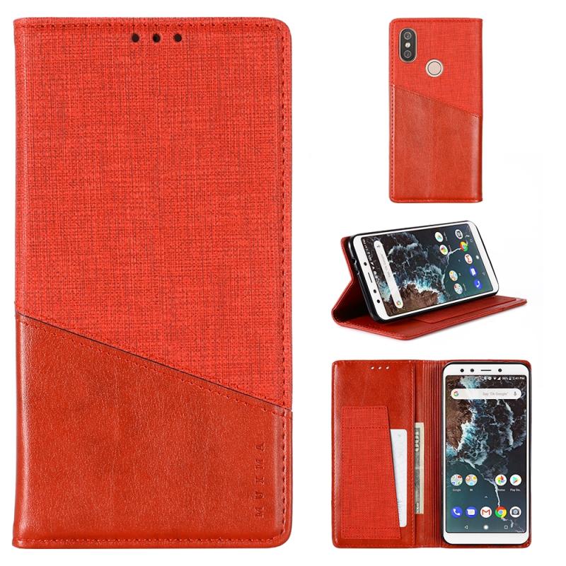 Voor Xiaomi Mi 6X MUXMA MX109 Horizontale Flip Lederen case met Holder & Card Slot & Wallet(Red)