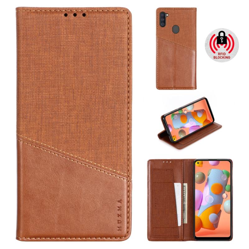 Voor Samsung Galaxy A11 / M11 MUXMA MX109 Horizontale Flip Lederen case met Holder & Card Slot & Wallet(Bruin)